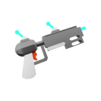 3d rendering fictional space gun, blaster as universe energized weapon low poly icon. 3d render science fiction blaster icon. png