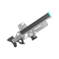 3d rendering space blaster, laser gun, futuristic alien weapon low poly icon. 3d render cartoon future arm, lazer and plasma gun icon. png