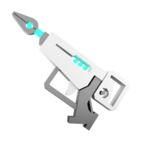 3d rendering space blaster, laser gun, futuristic alien weapon low poly icon. 3d render cartoon future arm, lazer and plasma gun icon. png