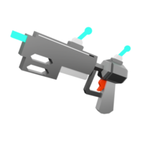 3d rendering fictional space gun, blaster as universe energized weapon low poly icon. 3d render science fiction blaster icon. png