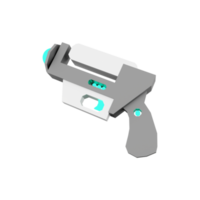 3d interpretazione cartone animato retrò spazio blaster icona. 3d rendere laser arma Basso poli, futuristico arma icona. png