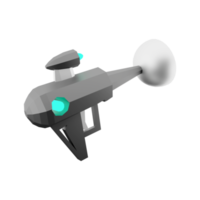 3d interpretazione immaginario spazio pistola, blaster come universo eccitato arma Basso poli icona. 3d rendere scienza finzione blaster icona. png