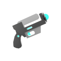 3d rendering cartoon retro space blaster icon. 3d render laser weapon low poly, futurustic weapon icon. png