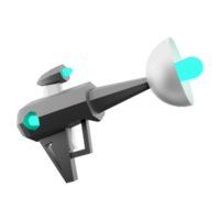 3d interpretazione immaginario spazio pistola, blaster come universo eccitato arma Basso poli icona. 3d rendere scienza finzione blaster icona. png