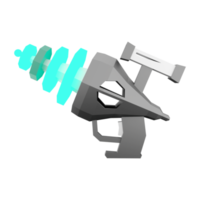 3d representación futurista ciencia ficción asalto pistola lowpoly icono. 3d hacer cargando cañón con visión bajo escuela politécnica icono. png