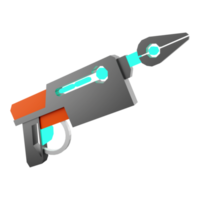 3d renderen pomp sg blaster laag poly icoon. 3d geven futuristische geweer gedetailleerd met blauw kleuren combinatie icoon. png