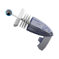3d rendering fictional space gun, blaster as universe energized weapon low poly icon. 3d render science fiction blaster icon. png