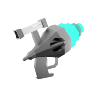 3d rendering Futuristic Sci-Fi Assault Pistol lowpoly icon. 3d render loading cannon with sight low poly icon. png