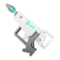 3d Rendern Raum Blaster, Laser- Pistole, futuristisch Außerirdischer Waffe niedrig poly Symbol. 3d machen Karikatur Zukunft Arm, Laser und Plasma Gewehr Symbol. png