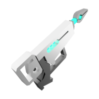 3d rendering space blaster, laser gun, futuristic alien weapon low poly icon. 3d render cartoon future arm, lazer and plasma gun icon. png