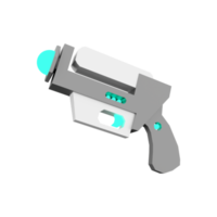 3d rendering cartoon retro space blaster icon. 3d render laser weapon low poly, futurustic weapon icon. png