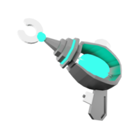 3d rendering cartoon retro space blaster icon. 3d render laser weapon low poly, futurustic weapon icon. png