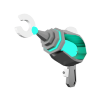 3d rendering cartoon retro space blaster icon. 3d render laser weapon low poly, futurustic weapon icon. png