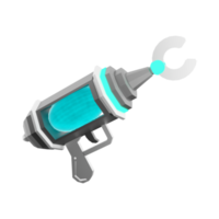 3d rendering space blaster, laser gun, futuristic alien weapon low poly icon. 3d render cartoon future arm, lazer and plasma gun icon. png