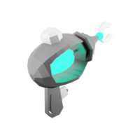 3d rendering cartoon retro space blaster icon. 3d render laser weapon low poly, futurustic weapon icon. png