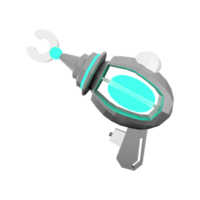 3d rendering cartoon retro space blaster icon. 3d render laser weapon low poly, futurustic weapon icon. png