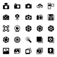 Glyph icons for Photography. vector