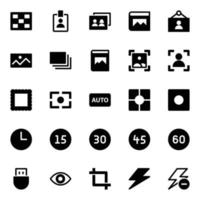 Glyph icons for Photography. vector