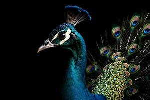 Peacock on a dark background photo