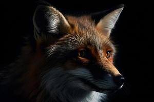 The fox on the dark background photo