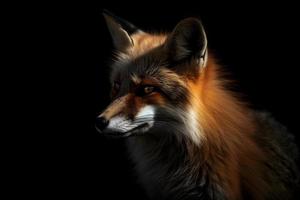 The fox on the dark background photo