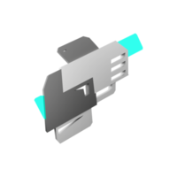 3d Renderização futurista arma, espaço blaster baixo poli ícone. 3d render sci - fi espingardas para tiroteio dentro espaço ícone. png