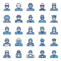 Filled blue outline icons for Professions. vector