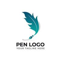 Feather Gradient Pen logo design template vector