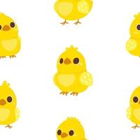 Vector seamless pattern with cute chickens on white background. Illustration for children used for magazine, book, poster, card, web pages.