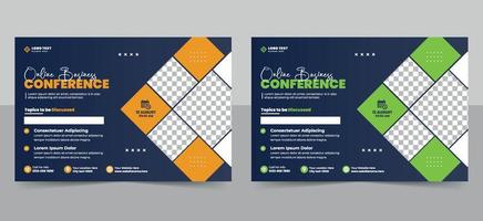Corporate online business conference flyer template or online webinar flyer design vector