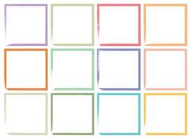 Colored grunge square brush. Rectangular frame. Vector set