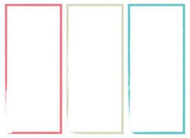 Colored grunge square brush. Rectangular frame. Vector set