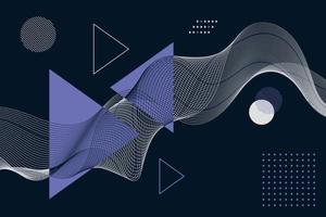 resumen geométrico composición con púrpura triángulo, circulo y ondulado líneas en negro antecedentes ilustración diseño vector