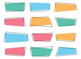 Geometric colored banners in flat style vector illustration isolated on white