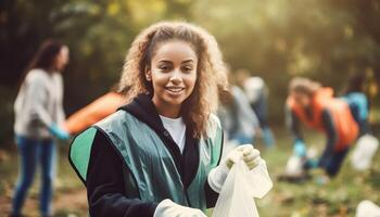 A person planting trees or flowers, contributing to the global effort to reforest and restore natural habitats. photo