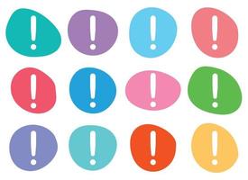 Color blob with exclamation mark symbol set vector illustration