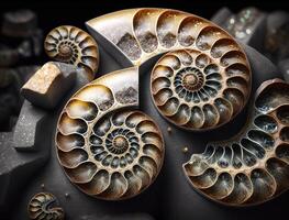 Ammonite fossil background created with technology photo