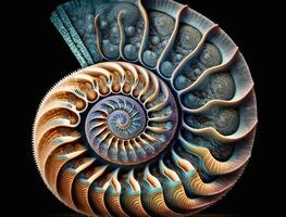 Ammonite fossil background created with technology photo