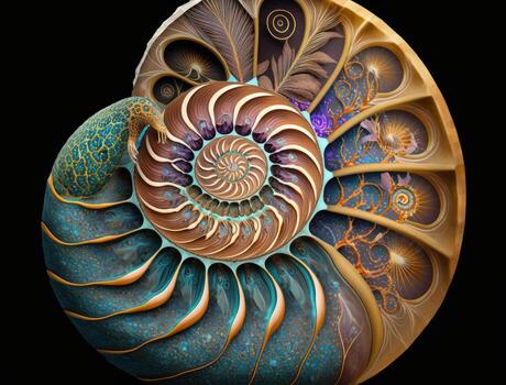 Ammonite fossil background created with technology photo