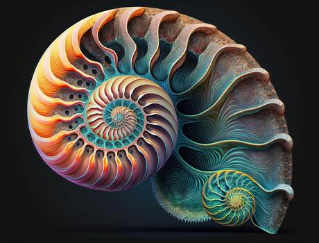 Ammonite fossil background created with technology photo