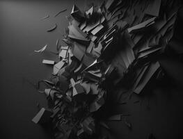 Abstract dark black various paper shapes background created with technology photo