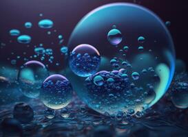 Blue water bubbles Dynamic liquid shapes background created with technology photo