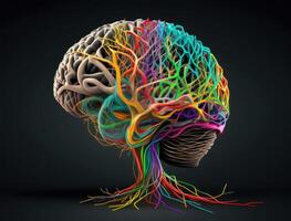 Colorful brain background created with technology photo