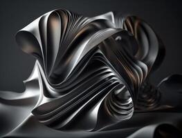 Lines and folds of fabric in dark metallic tones created with technology photo
