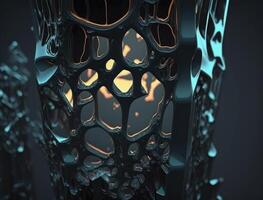 Dark black abstract background An abstract image featuring organic shapes and lines that intersect and overlap created with technology photo