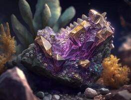 hermosa púrpura amatista natural piedra preciosa generativo ai tecnología foto