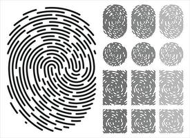 Fingerprint identification symbol icon set in flat style. Security authentication. Vector illustration isolated on white