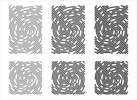 Fingerprint identification symbol icon set in flat style. Security authentication. Vector illustration isolated on white