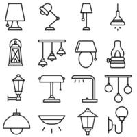 Lamp icon vector set. illuminator construction illustration sign collection. lighting symbol or logo.