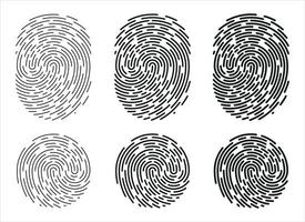 Fingerprint identification symbol icon set in flat style. Security authentication. Vector illustration isolated on white